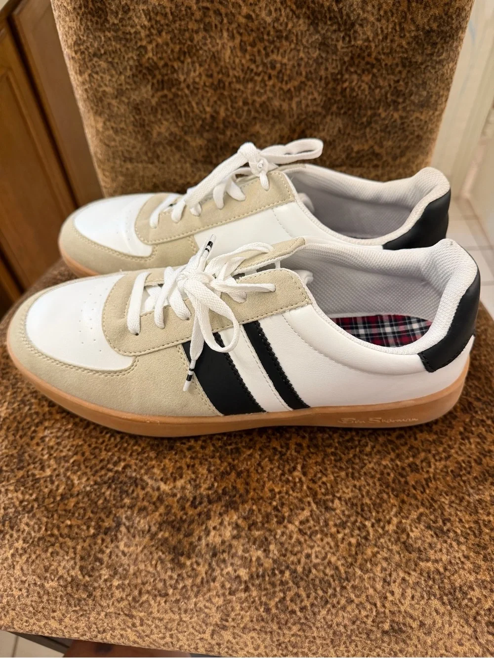 Ben Sherman White, Black & Tan Low-Top Sneakers